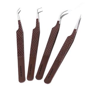 แหนบถอนขนตาสแตนเลสมืออาชีพปลายไฟเบอร์แหนบโค้งที่แม่นยำสำหรับขนตาส่วนบุคคล - Product Image 1