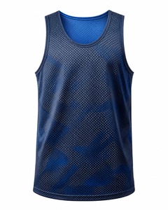Débardeur de basketball respirant en maille pour homme, col en V, manches courtes, grande taille, écologique, léger, 100 % polyester, imprimé par sublimation - Product Image 1