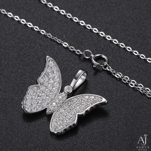 Pendentif Papillon en Moissanite Plaqué Or Rose, Collier Tendance Style Hip Hop, Bijou Ailé Scintillant, Idéal Cadeau - Product Image 1