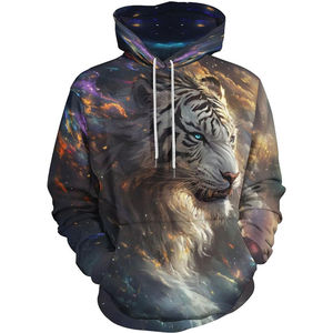 Sweat à capuche et pull pour homme RC121307 en molleton bouclette polyester/coton respirant, grande taille, col rond, imprimé bulles, idéal pour l'hiver - Product Image 4