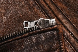Nouvelle veste en cuir enduit pour homme, style motard euro-américain, avec col montant, doublure en lin, grande taille, vintage, collection 2026 - Product Image 3