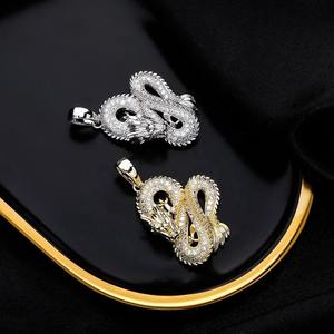 Collier Pendentif Dragon Chinois de Luxe, Entièrement Sertie de Zircons Cubiques, Style Hip-Hop, Charme Dragon Porte-Bonheur, Bijoux pour Hommes et Femmes - Product Image 1