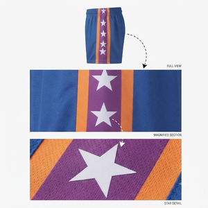 Pantalones Cortos de Baloncesto Personalizados, Tela de Malla, Pantalones Deportivos Atléticos, Panel Lateral con Estampado de Estrella Sublimado, Uniforme de Entrenamiento, Pantalones Cortos de Baloncesto para Hombre - Product Image 5
