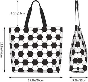 Soccer <b>Tote</b> <b>Bag</b> <b>Large</b> Capacity <b>Canvas</b> Football Print Carry <b>Bag</b> Reusable Shopping <b>Tote</b> Durable Sports Travel Use - Product Image 6