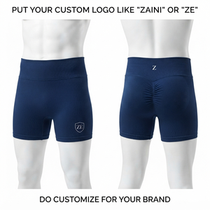 ZAINI Womens Mid Waist Fitness Workout <b>Booty</b> Shorts Custom Logo Breathable Seamless Training Drawstring Spandex/Nylon Plain - Product Image 5