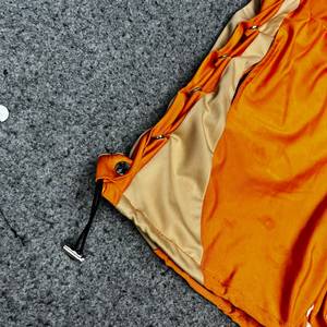 <b>Men's</b> <b>Orange</b> Board <b>Shorts</b> Quick Dry Drawstring Sporty <b>Short</b> Pants Front Logo Print Solid Color Mid Waist - Product Image 6