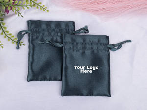 Bolsas de Regalo de Lujo en Color Gris Oscuro, Ligeras, de Satén, con Cordón, para Guardar Joyas, Collares, Anillos y Aretes - Product Image 1