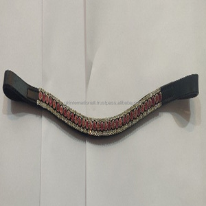 Bracelet en cuir élégant sourcils de cheval, en cuir noir, premium avec 3 rangées de perles et chaîne décorative de cristal, prix de gros, nouvelle collection - Product Image 2