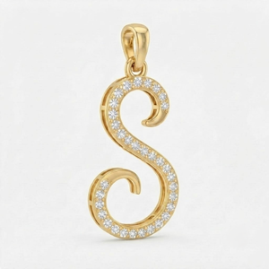 Collier Pendentif Lettre S en Or Jaune Massif 18K avec Diamant de Laboratoire EF VVS1, Unisexe, Bijoux Fins, Sertissage Griffe IGI, Tendance - Product Image 3