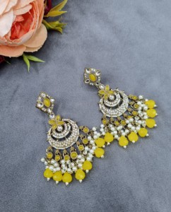 Luxury Chandbali <b>Earrings</b> Antique <b>Gold</b> Plated Pearl Beaded <b>Dangle</b> <b>Earrings</b> For Women Traditional Ethnic Festive Wear Collections - Product Image 1