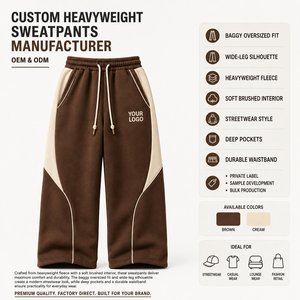 <b>Men's</b> Loose Fit Wide Leg <b>Jogger</b> Pants Cotton Fleece Eco-Friendly Breathable <b>Thermal</b> Elastic Waist Custom Embroidery Winter - Product Image 2