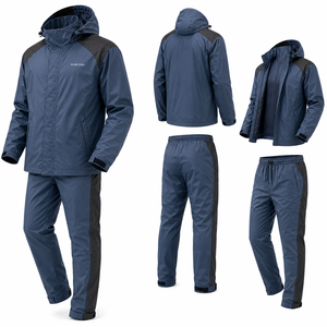 Custom Woven Label Two Piece Hooded Jogging Suit Unisex Softshell Waterproof Fabric Elastic Waistband Lightweight Jogger Pants - Product Image 1