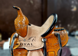 ROYAL INTERNATIONAL High Quality Barrel Racing Leather Western Saddle Fiber <b>Glass</b> <b>Tree</b> Stainless Steel Hardware for Best Price - Product Image 2