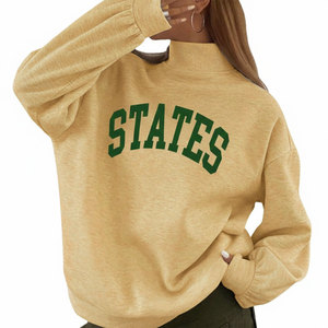 Sweat-shirts pour femmes en polyester/coton écologique de haute qualité, col montant, grande taille, poids lourd, couleur personnalisée avec logo, collection automne - Product Image 5