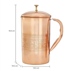 Traditional Copper <b>Jug</b> Set with Glass Ayurvedic <b>Drinking</b> Pitcher Bulk Export Manufacturer India - Product Image 5