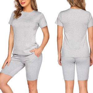 Cheap Price Women's Two Piece Knee Solid Summer Short <b>Set</b> Sleeveless Strapless Regular Fit for Wear Polyester/Cotton Streetwear - Product Image 1