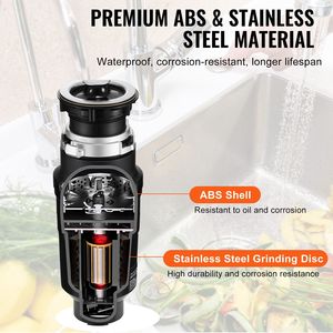 Dissipatore di rifiuti alimentari a alimentazione continua da 1/2 HP 3450 RPM con cavo di alimentazione in metallo EZ Connect e spina UK - Sistema di smaltimento rifiuti - Product Image 6