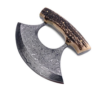 Couteau à pizza professionnel en acier Damas de qualité supérieure, manche ergonomique en bois de cerf, outil de cuisine durable de qualité industrielle, parfait - Product Image 1