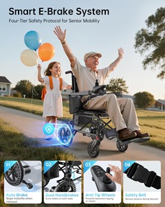Fauteuil roulant électrique longue portée de 35 milles pour adultes, fauteuil roulant motorisé pliable avec 2 batteries amovibles de 12 Ah - Product Image 3