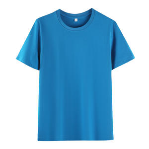 Camiseta de cuello redondo de color sólido de algodón y poliéster de 180g con logotipo bordado personalizado a precio de fábrica de Bangladesh China para hombres y mujeres. - Product Image 3