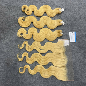 BEST SELL blond color weft hair extension <b>body</b> <b>wave</b> curly hair bundles Ready to Ship raw vietnamese hair - Product Image 3