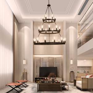 45" Retro Industrial Style 3-Layer <b>Black</b>-Iron Pendant <b>Light</b> 27-<b>Lights</b> Farmhouse Dining <b>Living</b> <b>Rooms</b> Chandeliers - Product Image 1