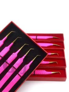 Pince à épiler de précision GETUP BROSONS IMPEX professionnelle en acier inoxydable, pointe nano en fibre, revêtement poudré rose foncé, durable - Product Image 3