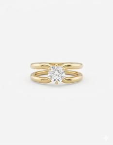 Anillo de compromiso solitario de doble fila con diamante cultivado en laboratorio DEF de 1 quilate, corte redondo, plata de ley 925, anillo apilable, anillo de boda - Product Image 4