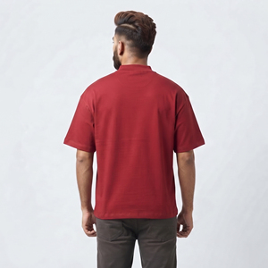 Custom Heavyweight Cotton High <b>Neck</b> T Shirts Men Drop Shoulder Oversized Cotton T Shirt Street Style Summer Tee <b>Tops</b> Men - Product Image 2