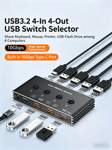 <span class=keywords><strong>Commutateur</strong></span> USB 3.2 à 4 ports 10 Gbit/s, <span class=keywords><strong>commutateur</strong></span> <span class=keywords><strong>KVM</strong></span> USB-A vers Type-C 4 en 1, partage de clavier, souris, imprimante, scanner, télécommande - Product Image 4