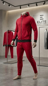 Wholesale Men Fleece Tracksuit Set Slim Fit Zipper Hooded Sweatshirt and Tapered Joggers Athletic Sportswear - Product Image 3