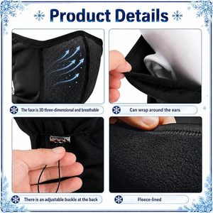Masque coupe-vent demi-visage avec cache-cou et filtre en maille respirante, cordon réglable, pour activités de plein air, moto, cyclisme, ski, protection faciale - Product Image 2