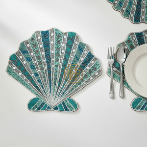 Luxury Handcrafted <b>Beaded</b> Decorative <b>Placemats</b> NOORIMS AKBAR HANDICRAFTS Customizable Bulk Export Quality Hotels Wedding Event - Product Image 2