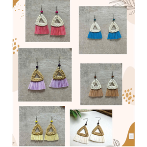 Natural Woven Rattan <b>Earrings</b> Handmade Folk Art Classic Bohemian Lightweight Jewelry TUYET DUNG Wedding <b>Holiday</b> Made in Vietnam - Product Image 3