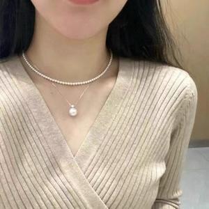 Collier en argent S925 avec pendentif en forme de gourde et perle d'eau douce naturelle à forte luminosité, luxe simple, mode de niche - Product Image 4