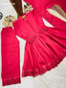 Collection de costumes pour filles en soie romaine de qualité supérieure avec broderies et manches longues, ensemble pantalon-dupatta, fournisseur de Surat - Product Image 5