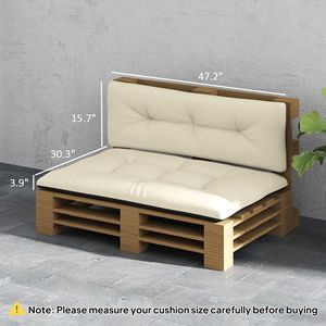 Coussins de remplacement pour palettes de jardin d'extérieur, 2 places, épaisseur 3,9 pouces, blanc crème, capitonnés - Product Image 3