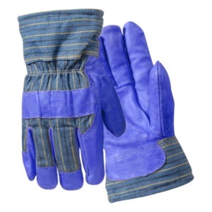 Guantes de Trabajo de Cuero con Dedos Completos, Diseño de Rayas Azules, para Hombre, para Exteriores, para Todas las Estaciones - Product Image 4