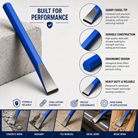 Ciseau plat robuste avec manche hexagonal bleu pour le béton, la maçonnerie, les carreaux, le métal, le bois et les applications de construction générale