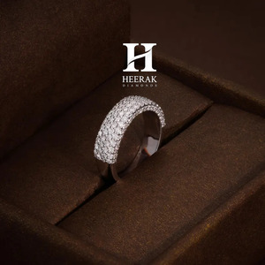 Luxury 18K White Gold Pave <b>Diamond</b> <b>Ring</b> Lab Grown CVD <b>Diamond</b> Multi-Row Wedding Band Full Eternity Style Engagement <b>Ring</b> - Product Image 3