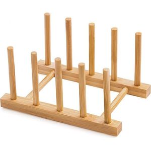 Égouttoir à vaisselle en bambou pour comptoir de cuisine, support de rangement pour assiettes, livres, planches à découper, couvercles de casseroles - Product Image 1