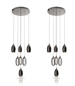 Lámpara Colgante Moderna de Cristal Tipo Campana, LED Negra, Altura Ajustable para Sala de Estar, Base E27, Luz Blanca Cálida 3500K - Product Image 3