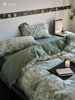 Parure de lit de luxe personnalisable en gros, motif floral classique, 10 pièces, 400 fils, 100 % polyester, avec housse de couette matelassée