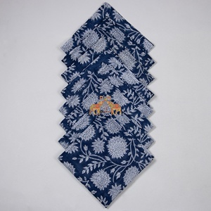 Serviettes de table en coton pur imprimé à la main, bord ourlé, vaisselle, serviettes de table imprimées à la main, serviettes de mariage - Product Image 6