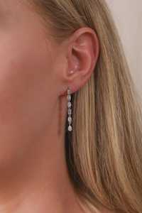 2 Ct Multi Shape Lab Grown Diamond Drop <b>Earring</b> Push Back Emerald Oval Marquise Elegant Wedding Statement Dangles 14k Solid Gold - Product Image 2