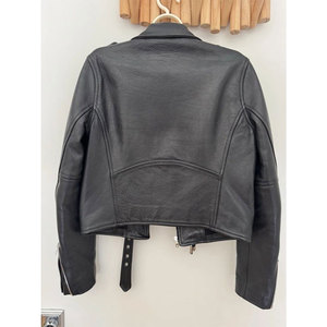 OEM ODM Women's Genuine Lambskin Leather Biker <b>Jacket</b> Slim Fit with Asymmetrical Zip and Belt 2026 - Product Image 2