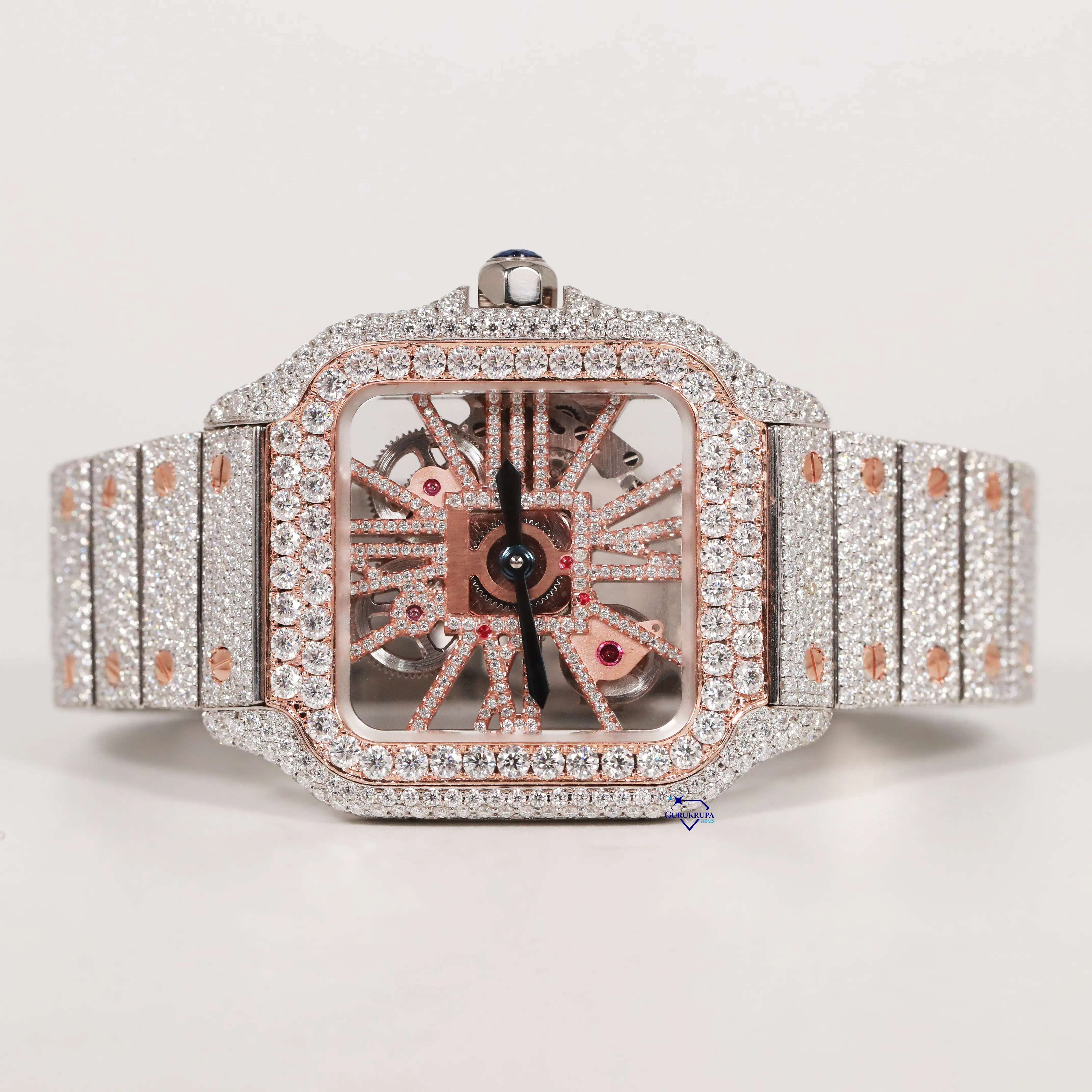 Introductie Van Gloednieuwe Luxe Roestvrijstalen Hiphop Skelet Horloge Voor Mannen Verfraaid Met Vvs Helderheid Moissanite Diamanten