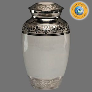 Urna Conmemorativa de Lujo con Diseño Artístico de Aves y Flores, Urna Funeraria de Metal Color Verde Azulado, Urna Funeraria Artesanal para Cenizas de Linea Exports Inc. - Product Image 3
