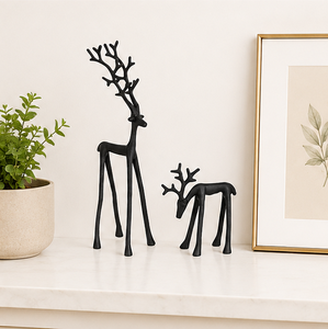 Nordic Style Black Metal Reindeer Figurine Set Sophisticated Sculpted Deer Ornament For Home Office Luxury <b>Christmas</b> Reindeer - Product Image 4