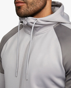 Chándal Deportivo Personalizado para Hombre, Color Gris, con Capucha, Cierre Completo, Bolsillos Laterales, Material Transpirable de Poliéster y Elastano, para Otoño - Product Image 6